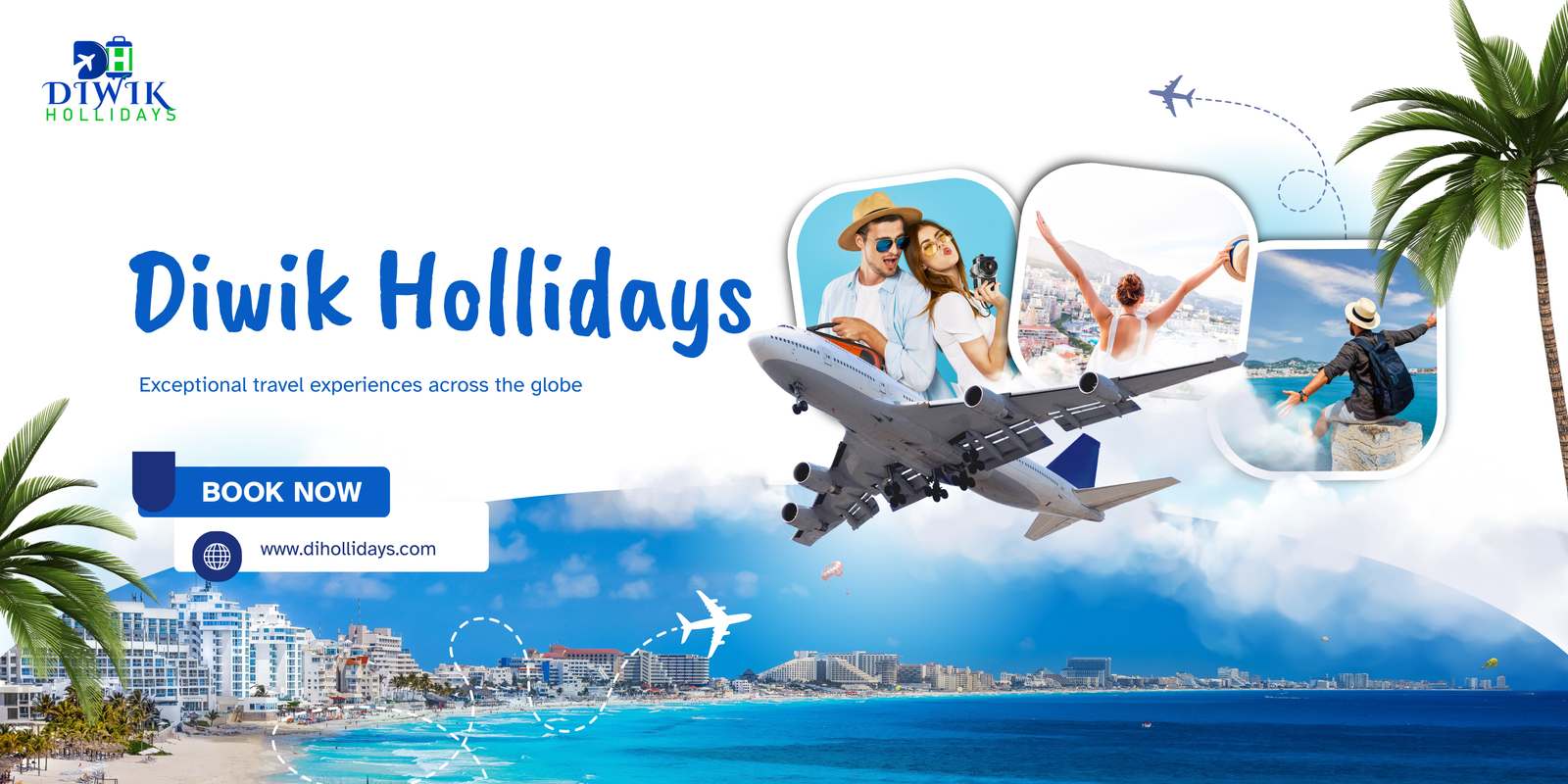 Blue and White Modern Travel Agency Banner